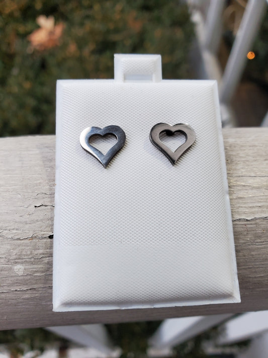 Stainless Steel Open Heart Stud Earrings