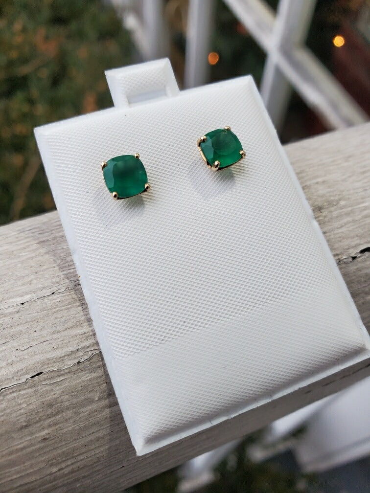 925 Sterling Silver Vermeil Aventurine Stud Earrings