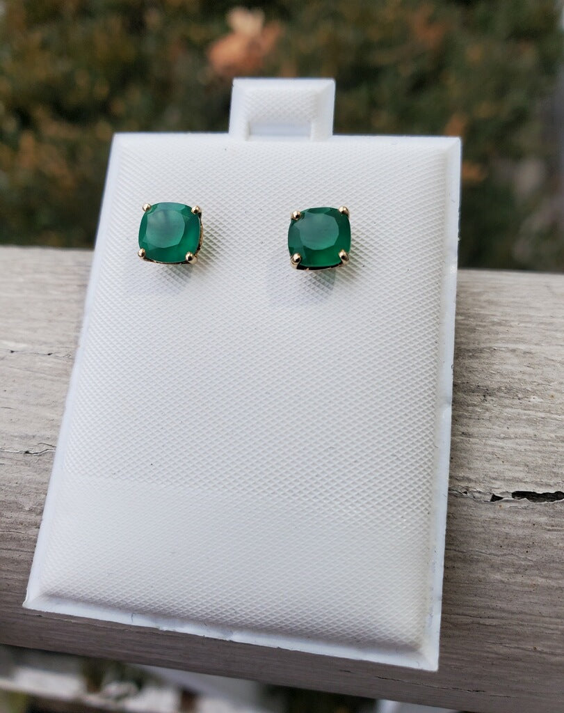 925 Sterling Silver Vermeil Aventurine Stud Earrings