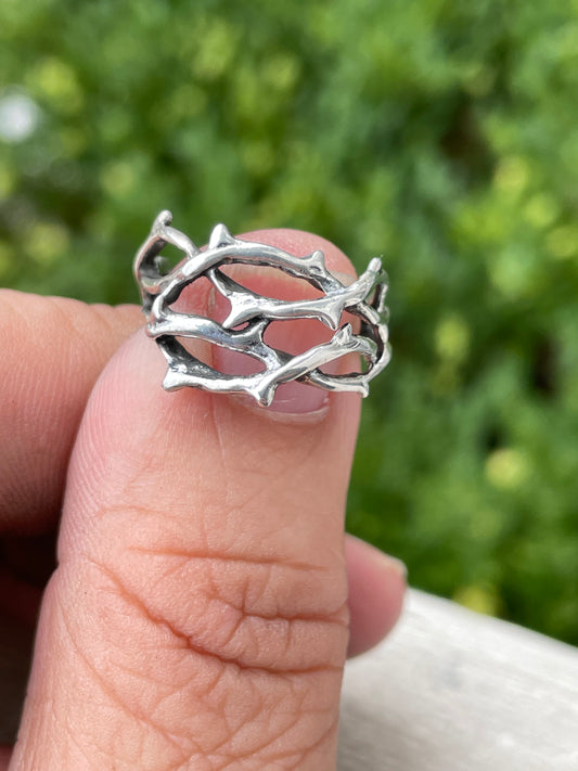 925 Sterling Silver Jesus Crown of Thorns Ring sz 5.5