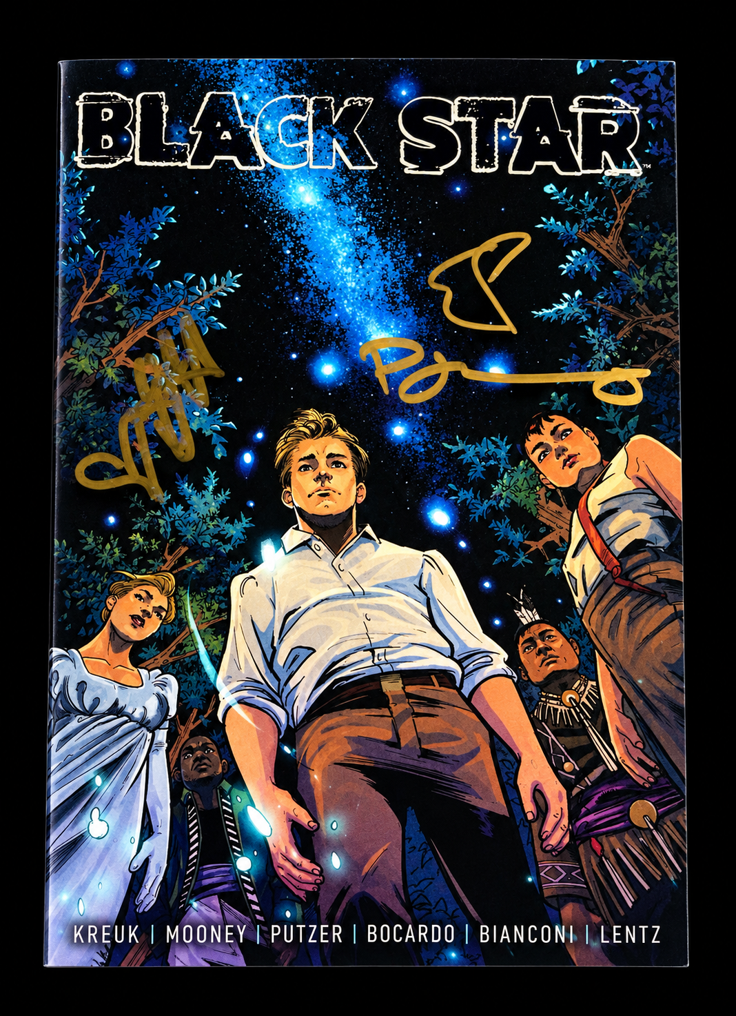 Signed x3 Black Star #1 Madwoman’s Library Exclusive Variant Cover signed by Kreuk, Mooney, and Putzer