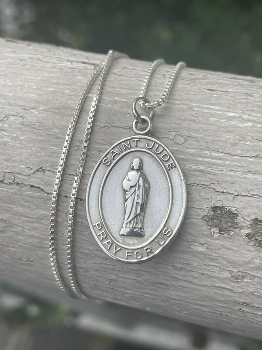 925 Sterling Silver St. Jude Medallion Necklace