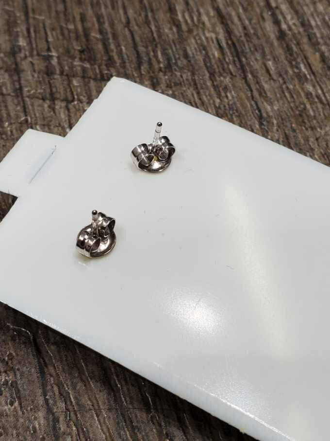 10k White Gold Cushion Cut Garnet & Diamond Stud Earrings