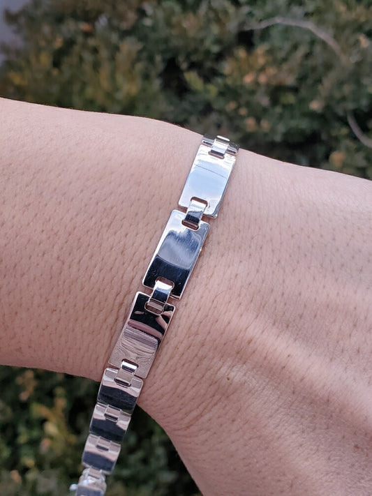 925 Sterling Silver HP Multi Bar Bracelet 8”