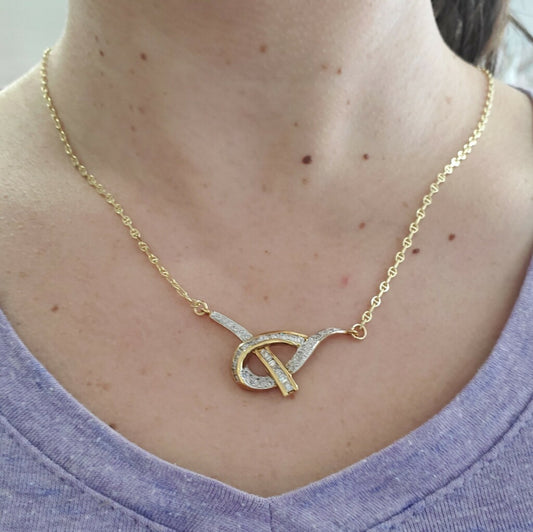 925 Sterling Silver Vermeil Lovers Knot Necklace