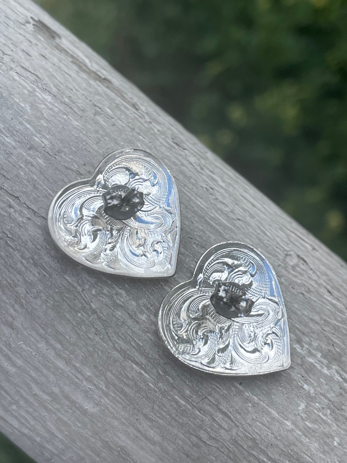 925 Sterling Silver #2 Derek Jeter Etched Heart Earrings
