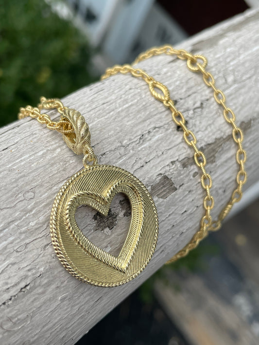 Designer Judith Ripka 925 Sterling Silver Vermeil Heart Enhancer Necklace