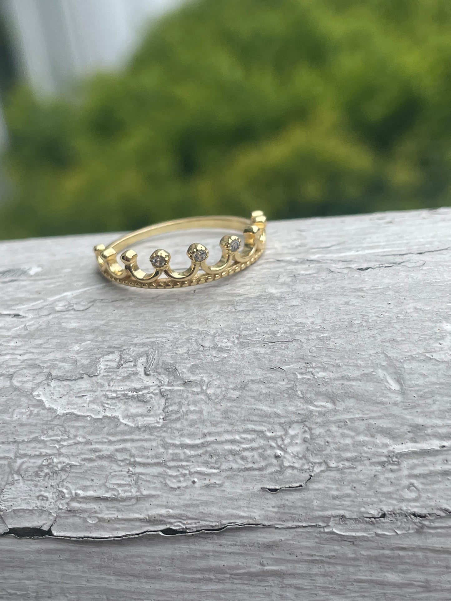 925 Sterling Silver Vermeil Queens Crown Ring