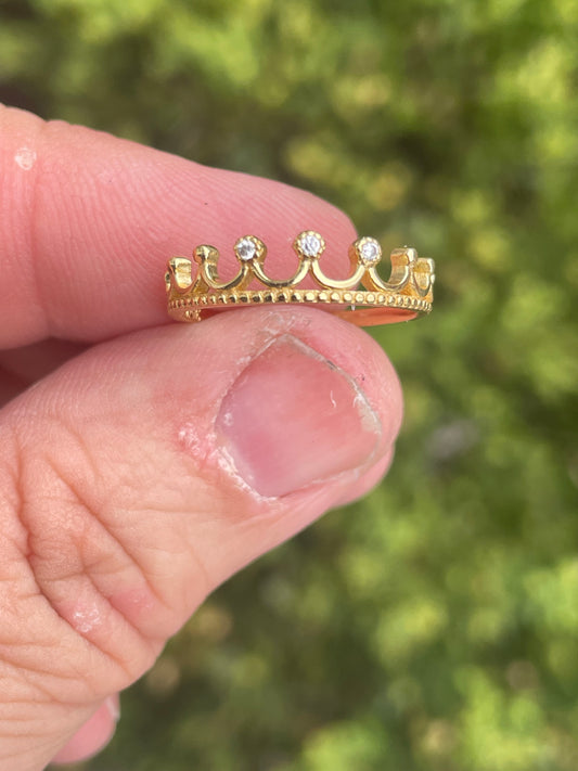 925 Sterling Silver Vermeil Queens Crown Ring