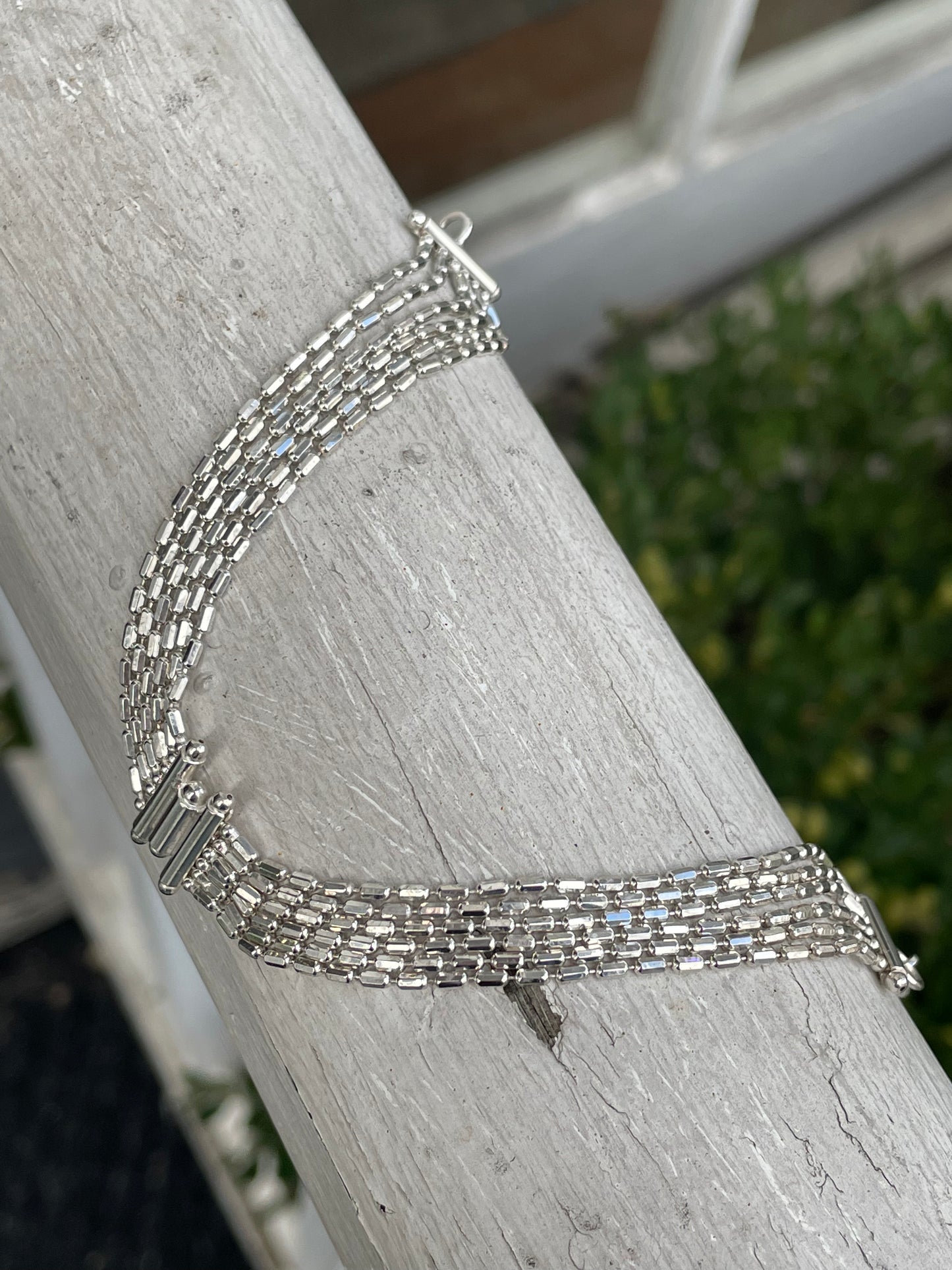 925 Sterling Silver Shimmer & Shine Six Layer Rice Link Bracelet