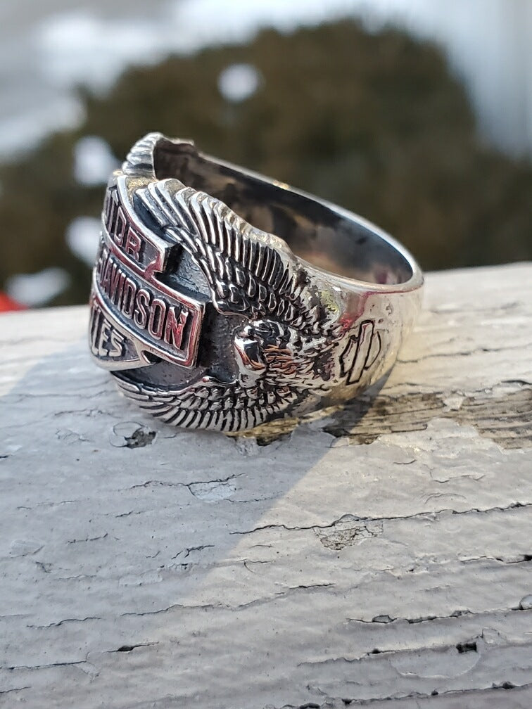 925 Sterling Silver Men’s Harley Davidson Ring