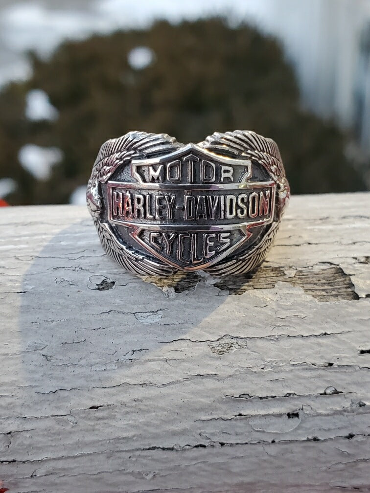 925 Sterling Silver Men’s Harley Davidson Ring