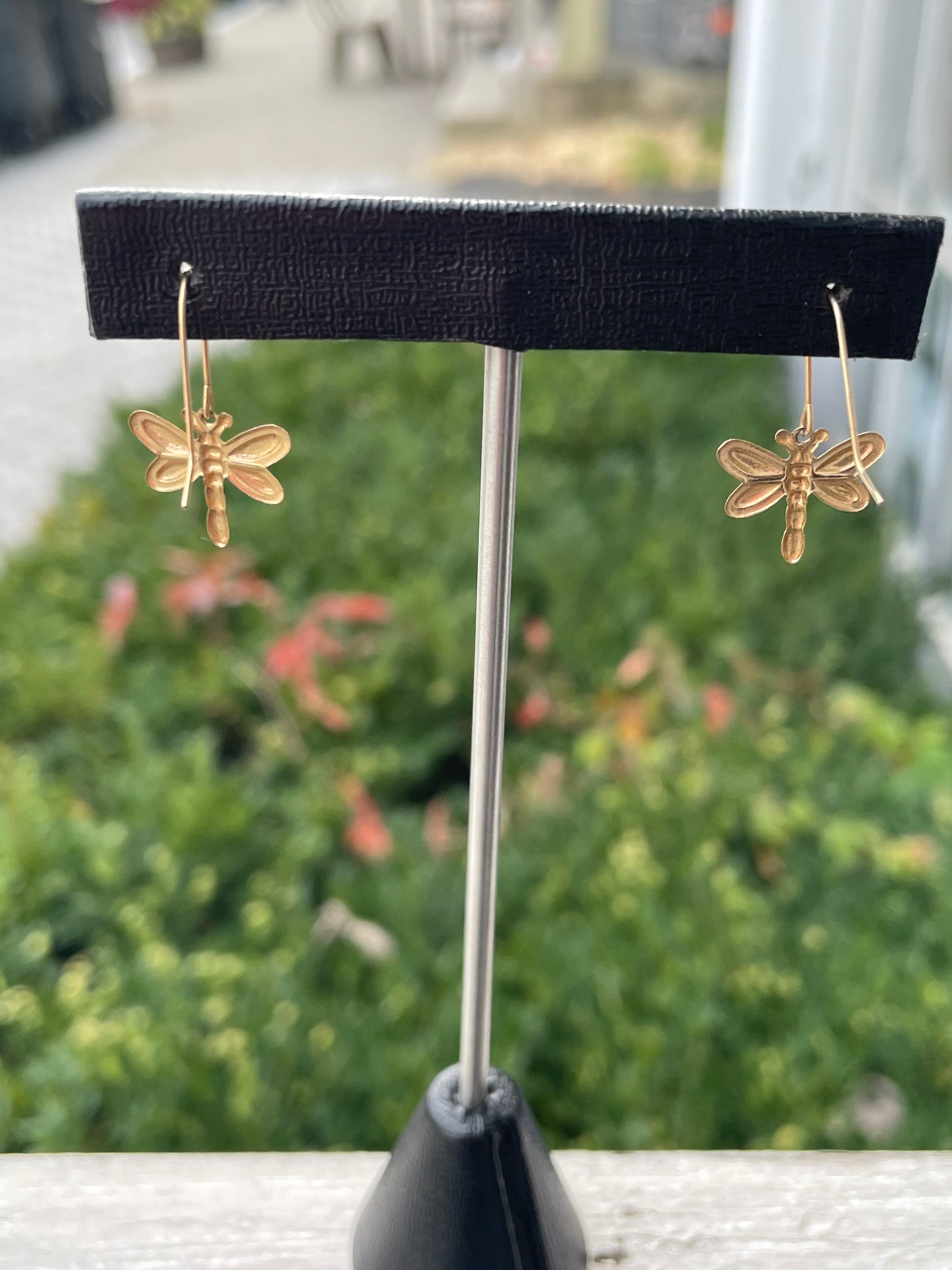 14k gold Dragonfly Drop Earrings