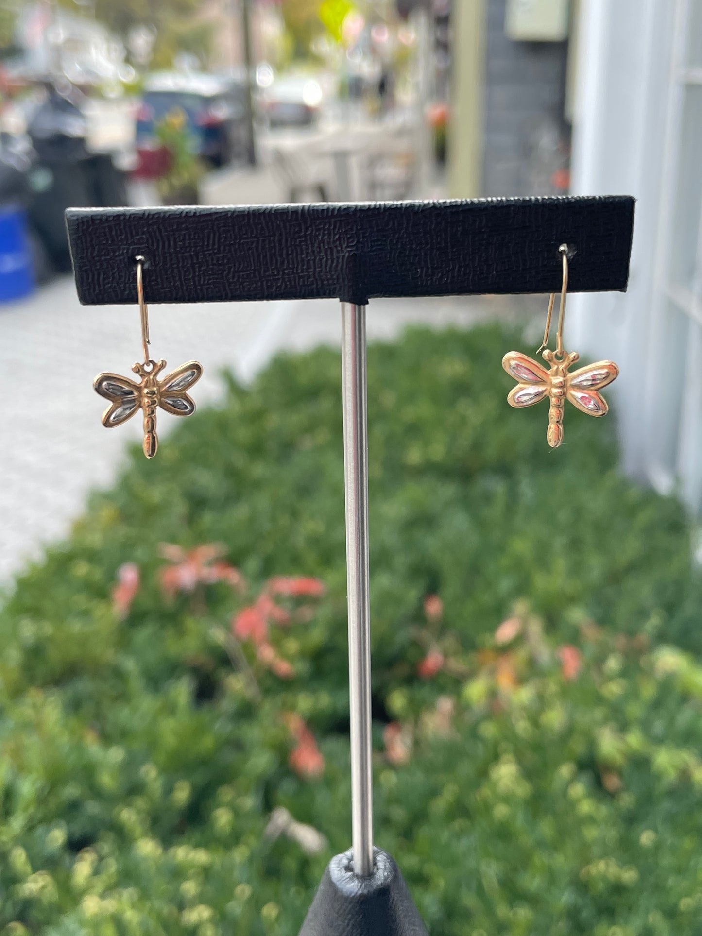 14k gold Dragonfly Drop Earrings