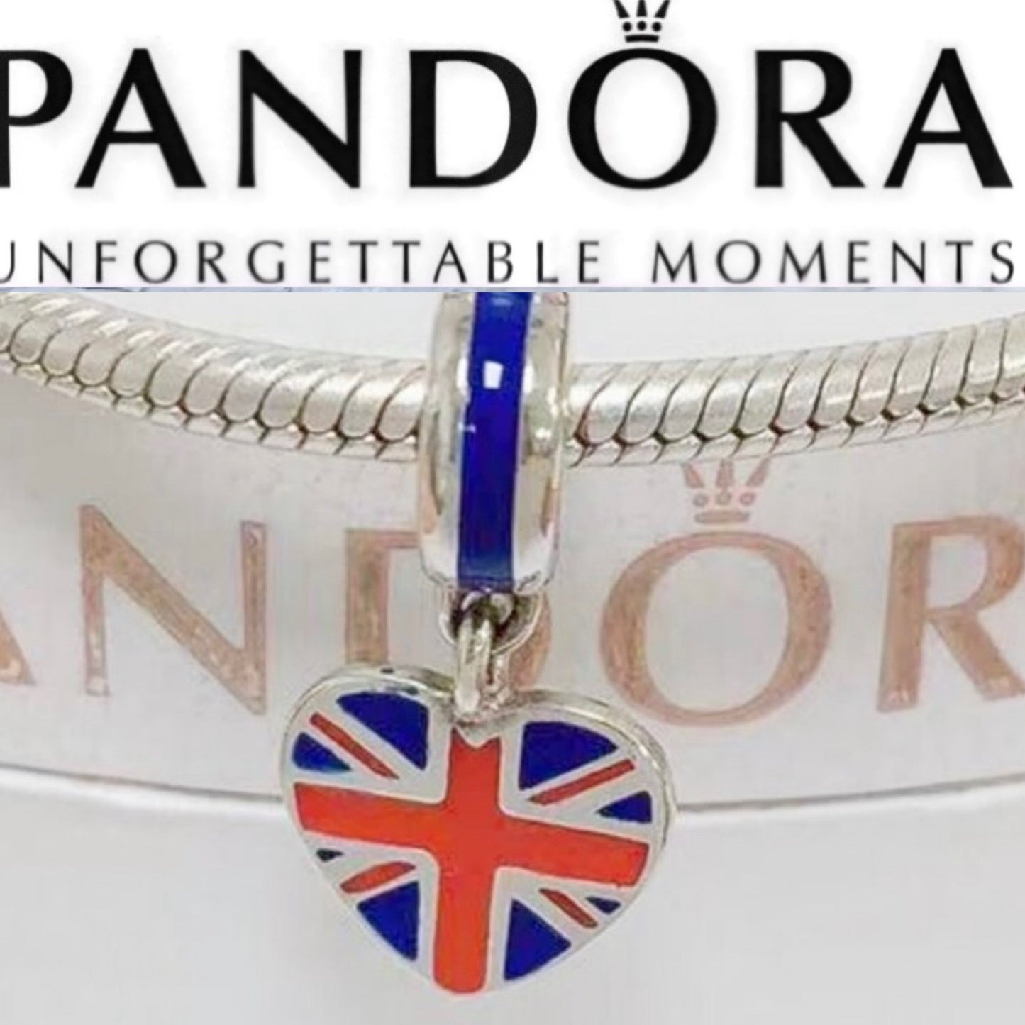 Pandora Great Britain exclusive British England Flag Dangle heart charm