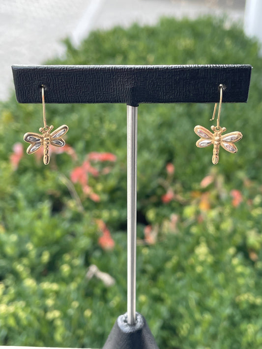 14k gold Dragonfly Drop Earrings