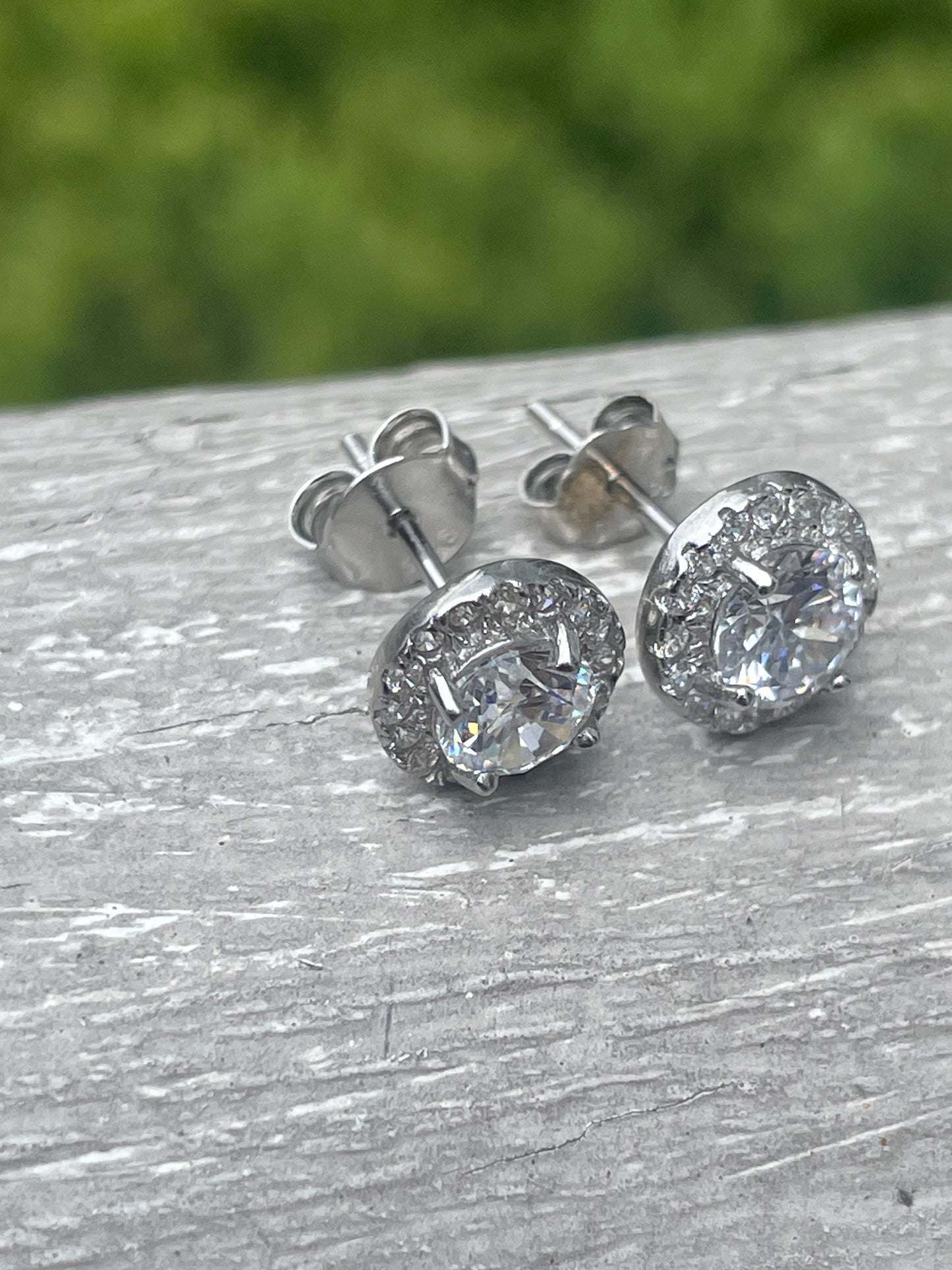 925 Sterling Silver Elegant Embrace Clear Zirconia Stud Earrings