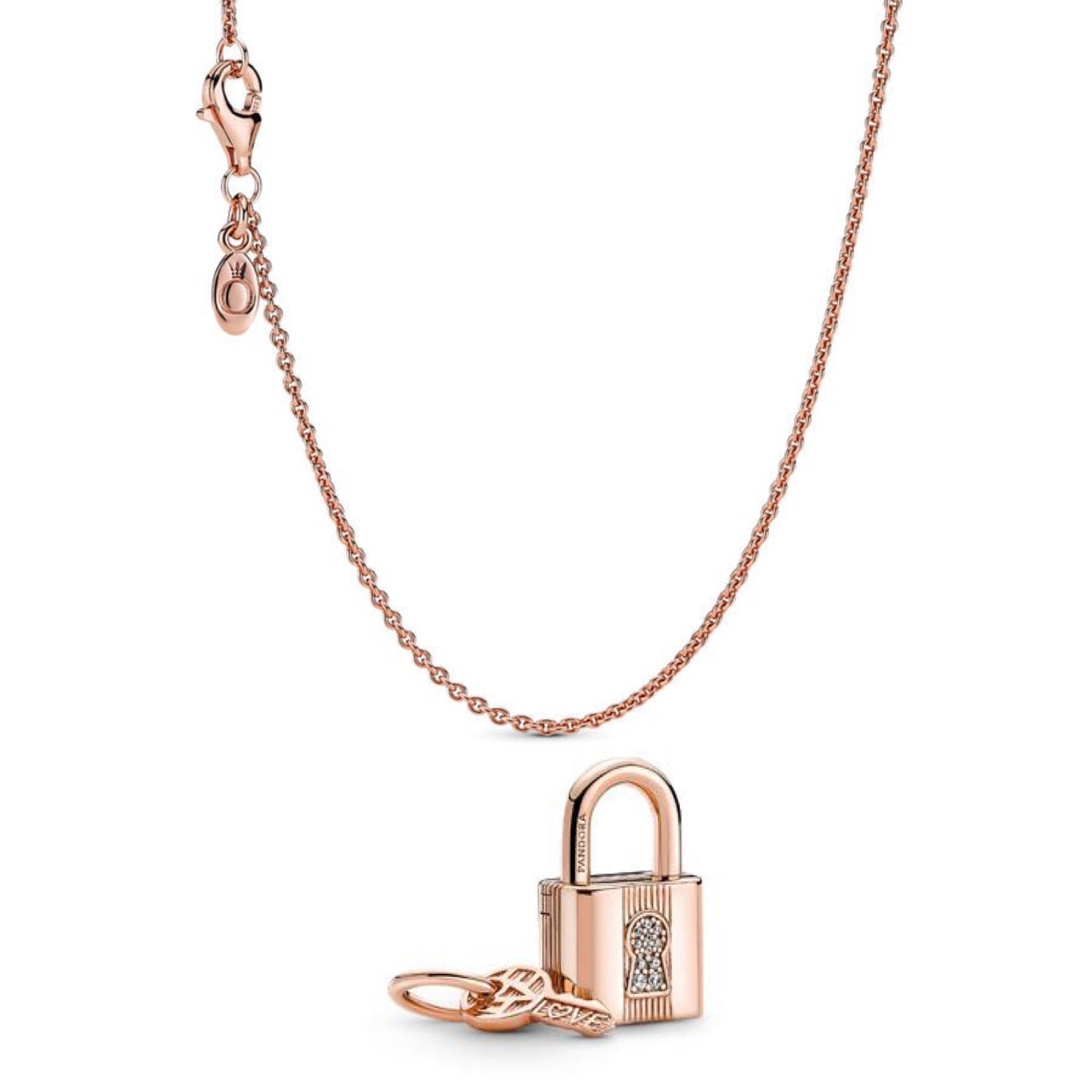 Pandora Rose Pandora Padlock & Key Pendant w/Necklace