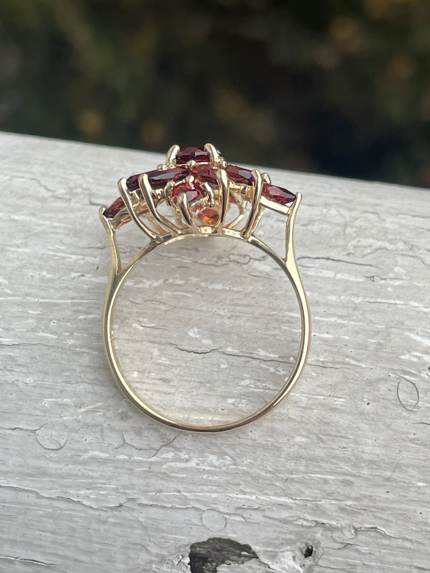 10k Gold Garnet Stone Cluster Ring