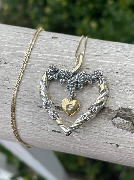 Designer TK 925 Sterling Silver Always in My Heart diamond heart necklace