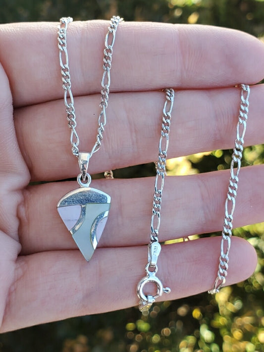 925 Sterling Silver Mother of Pearl Arrowhead Necklace