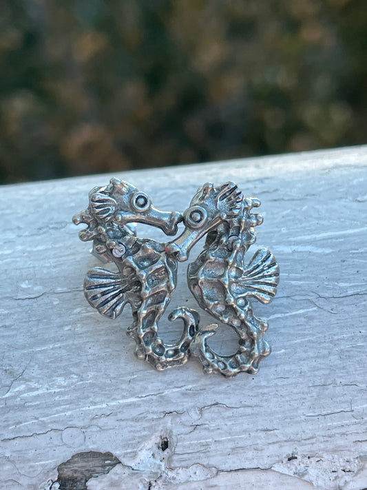 925 Sterling Silver Seahorse Stud Earrings