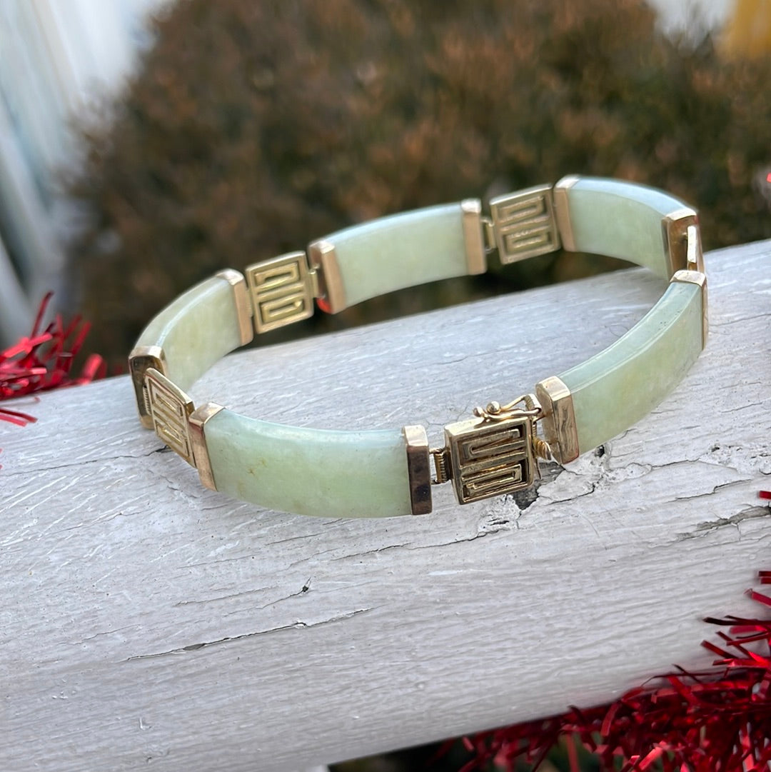 14k Gold Chinese Jade Bracelet