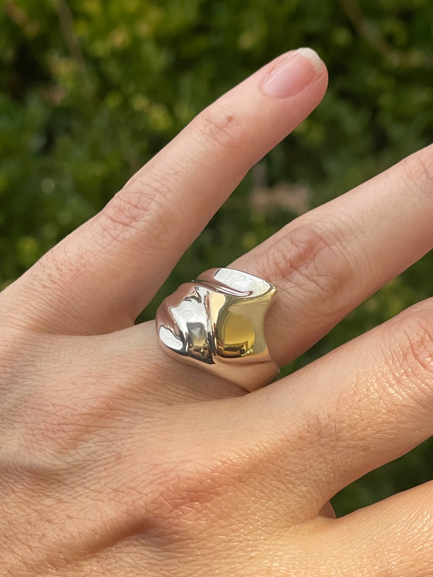 925 & 18k Gold Abstract  Modernist Designer Ring
