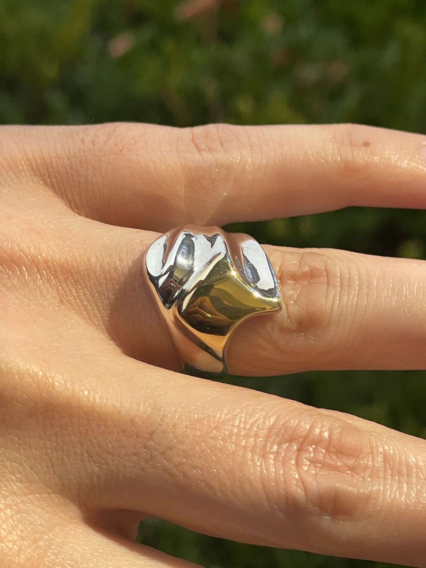 925 & 18k Gold Abstract  Modernist Designer Ring