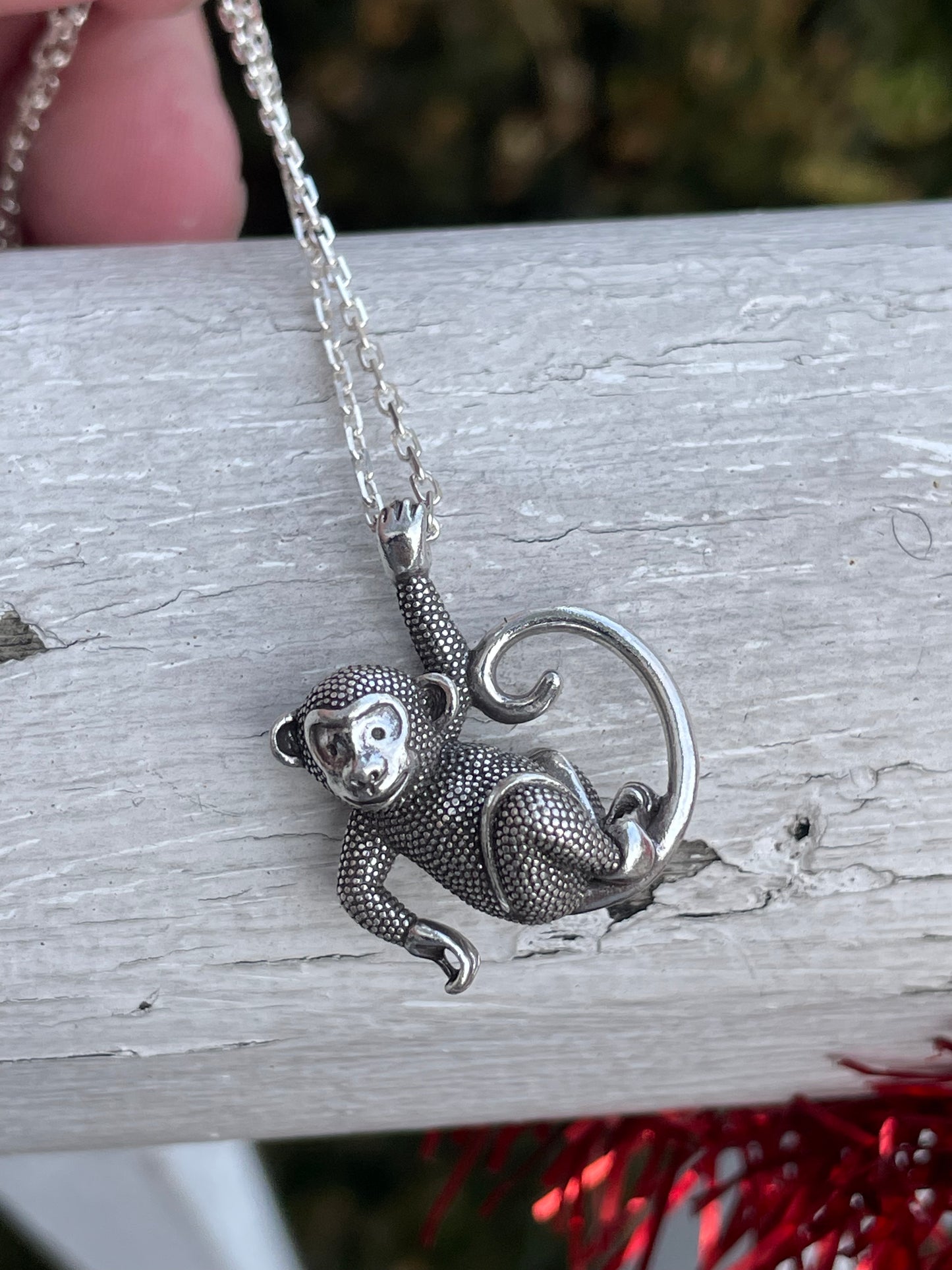 925 Sterling Silver 3D Monkey Necklace