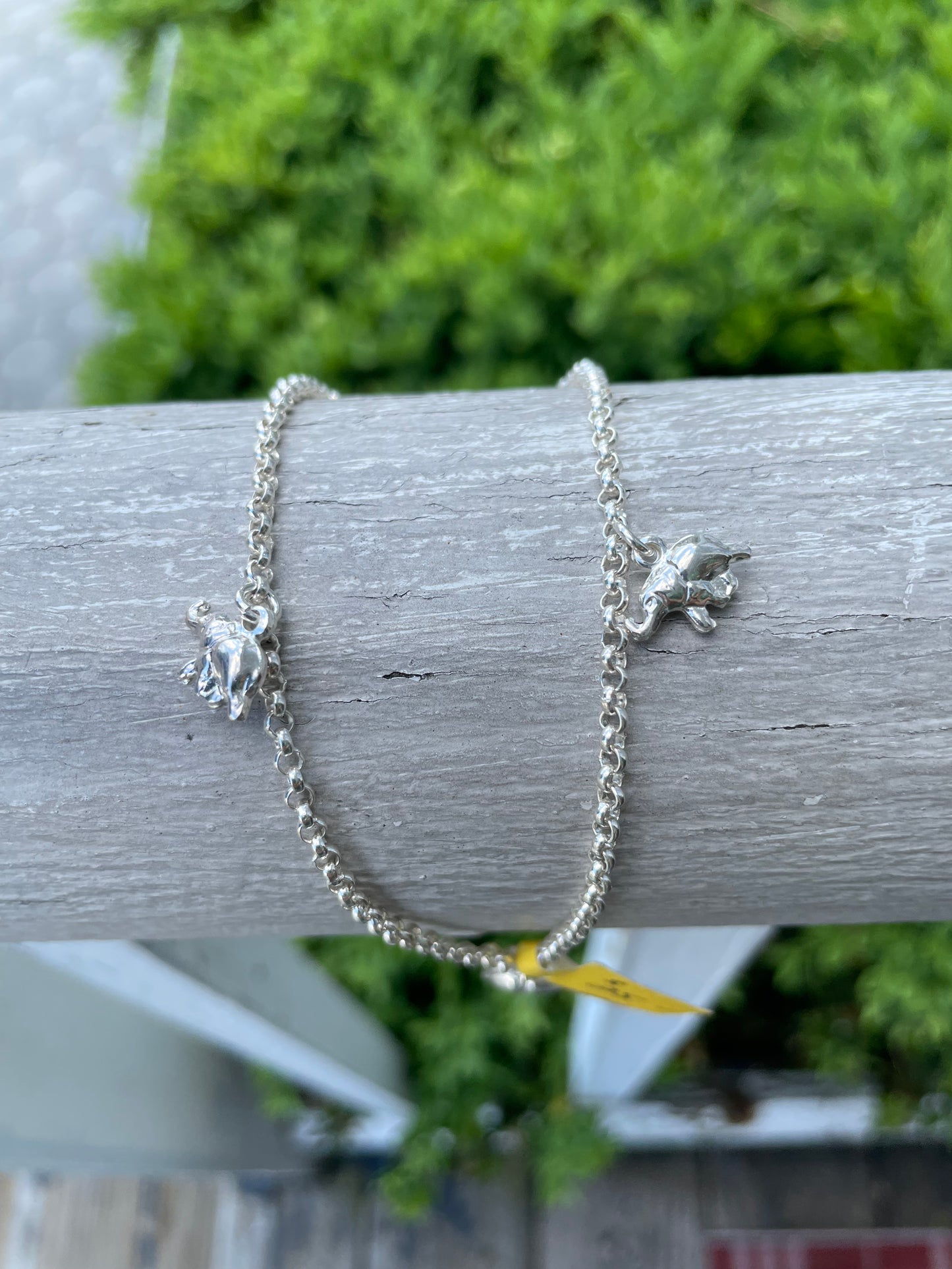 925 Sterling Silver Elephant Charms Rolo Link Anklet