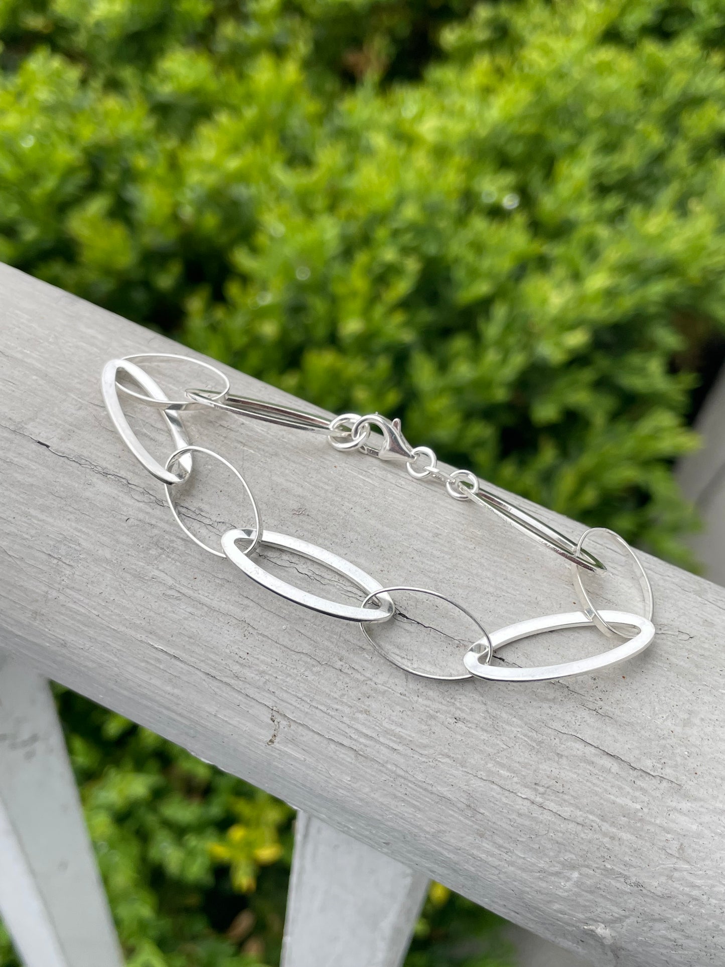 925 Sterling Silver Oval Paperclip Bracelet 7"