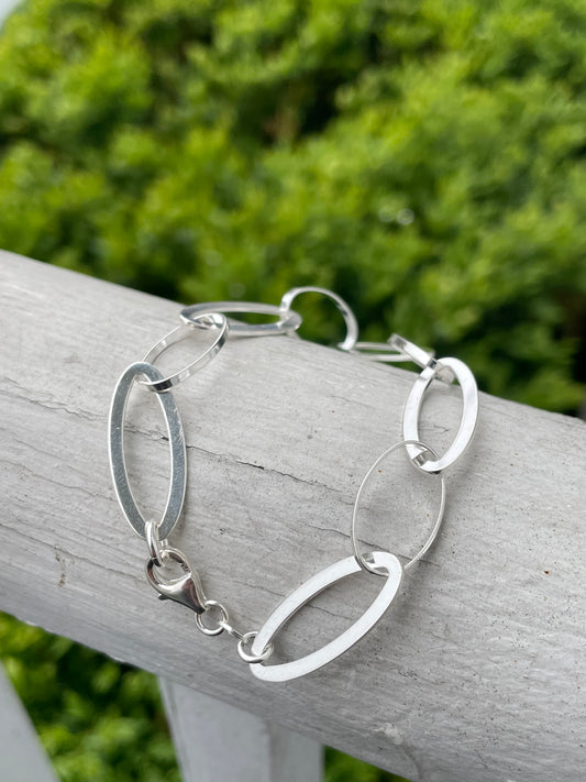 925 Sterling Silver Oval Paperclip Bracelet 7"