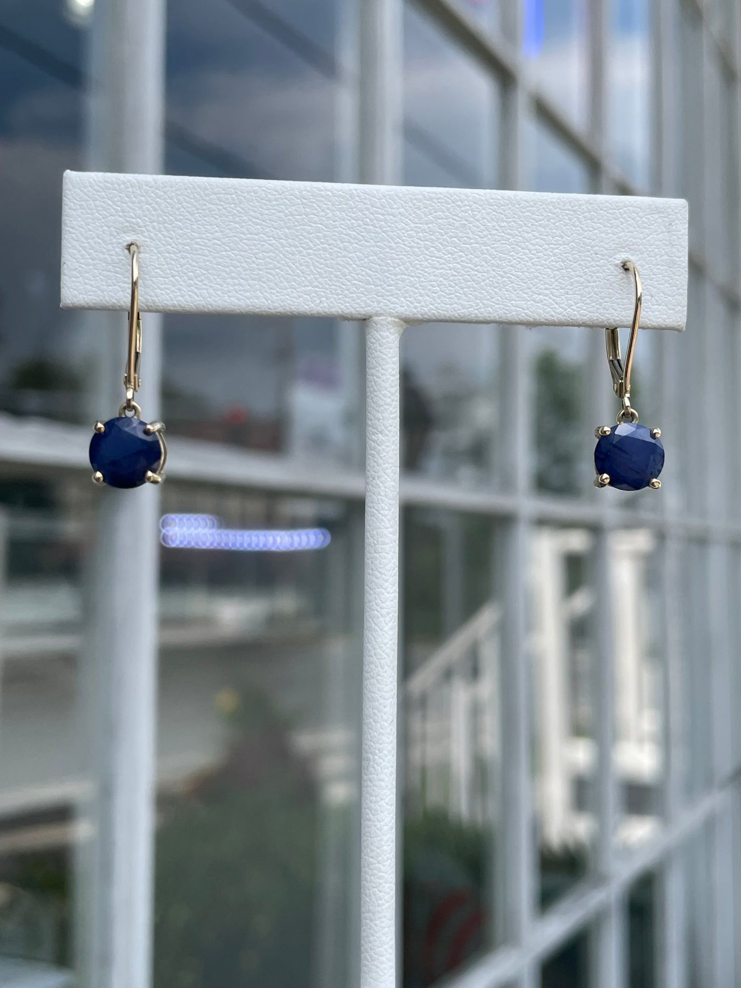 14k Gold 2.00ct Sapphire Leverback Drop Earrings