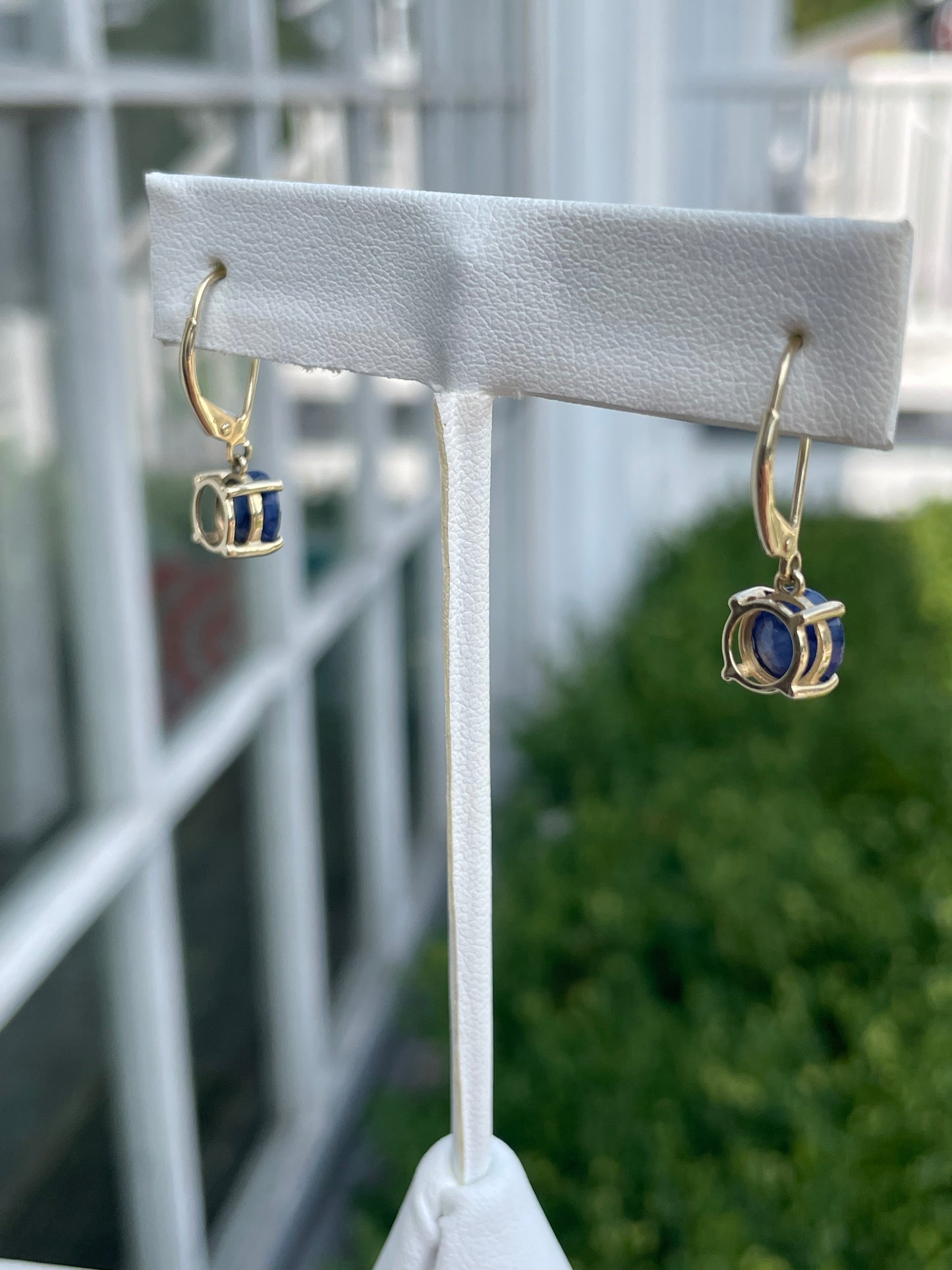 14k Gold 2.00ct Sapphire Leverback Drop Earrings