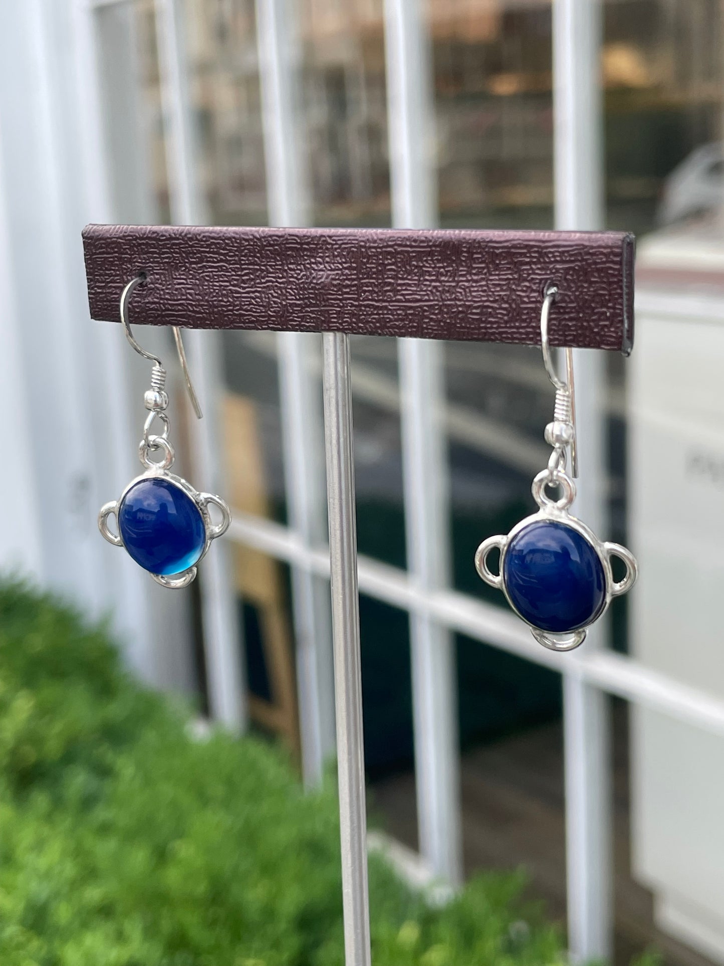 925 Sterling Silver Blue Moonstone Dangle Earrings