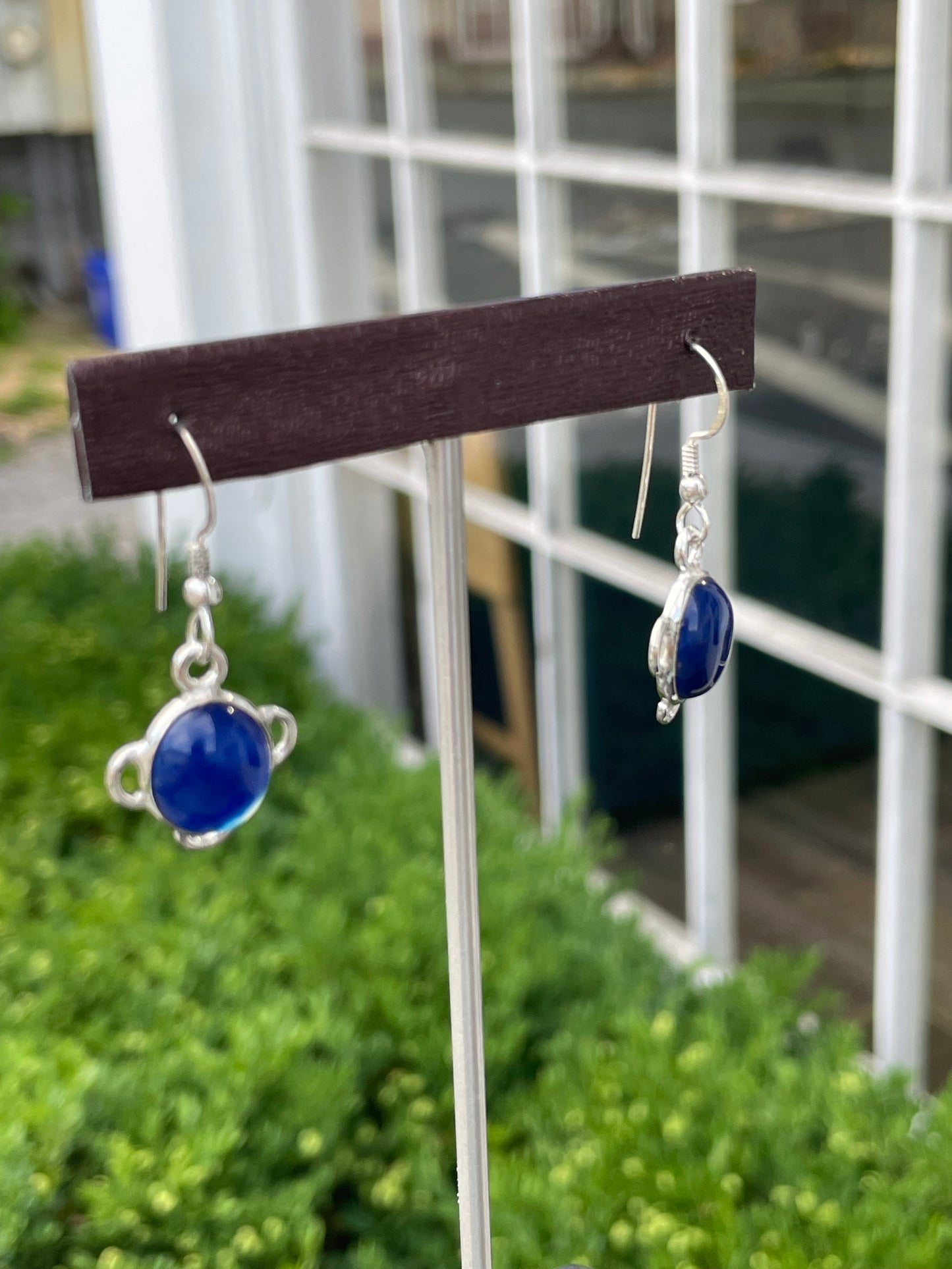 925 Sterling Silver Blue Moonstone Dangle Earrings