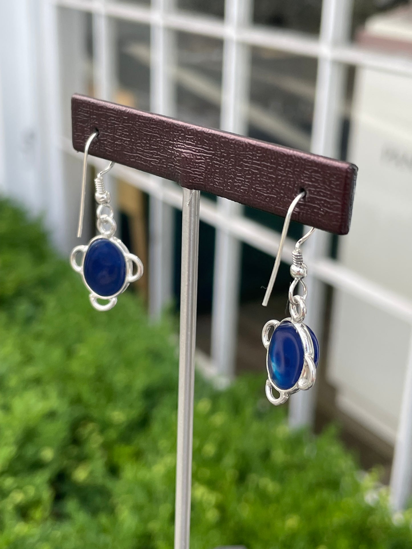 925 Sterling Silver Blue Moonstone Dangle Earrings