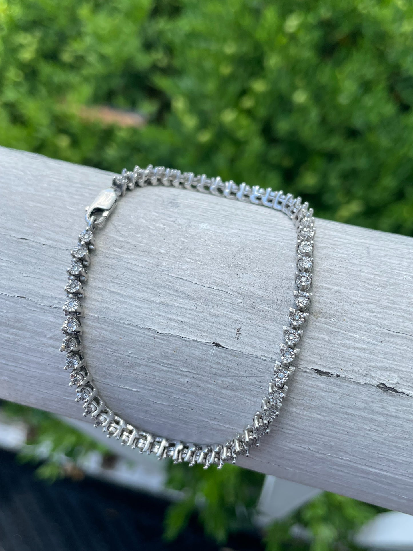 925 Sterling Silver Diamond Tennis Bracelet 7"