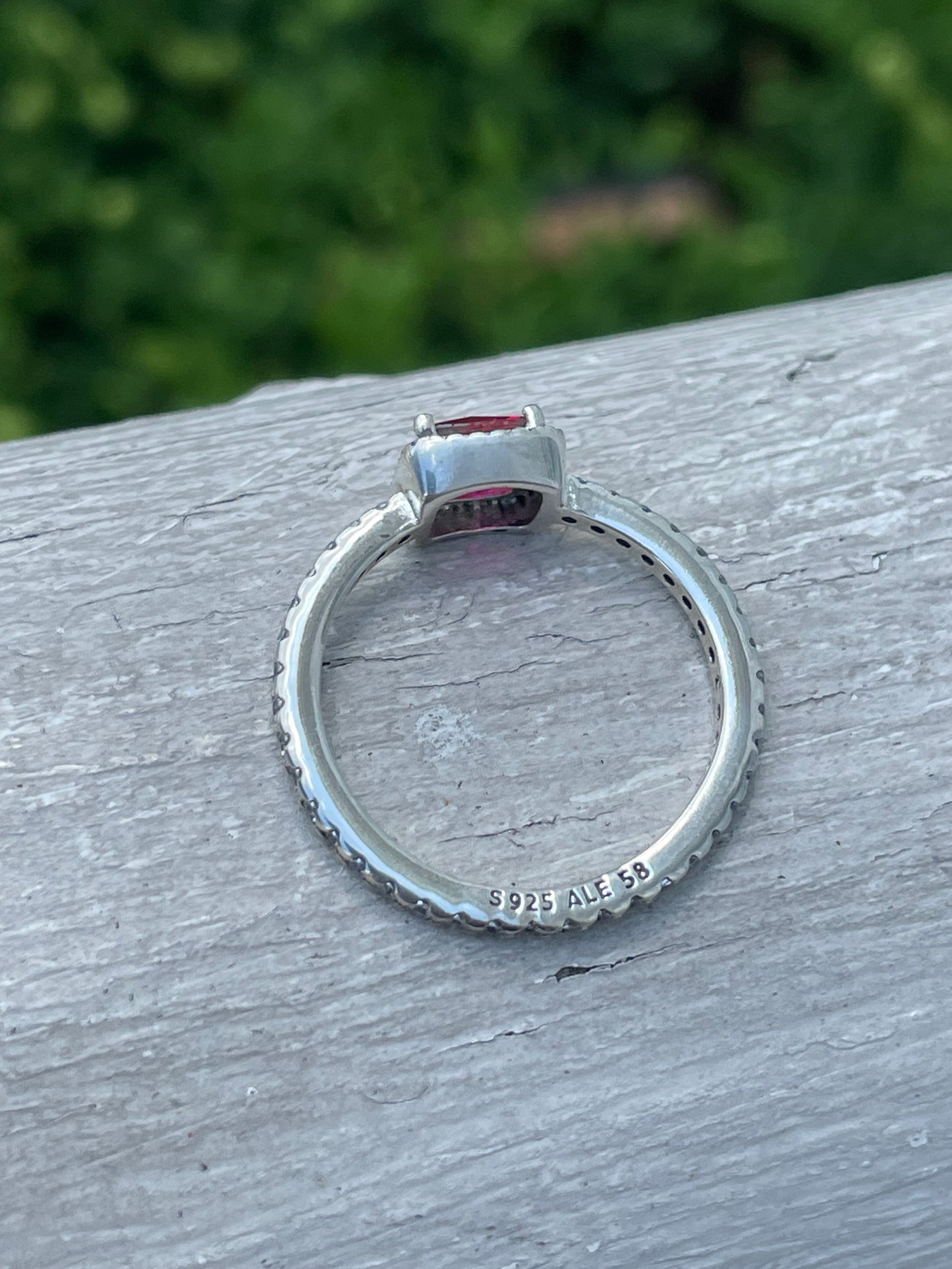 Retired Pandora Timeless Elegance Red Zirconia Ring Size 8.5