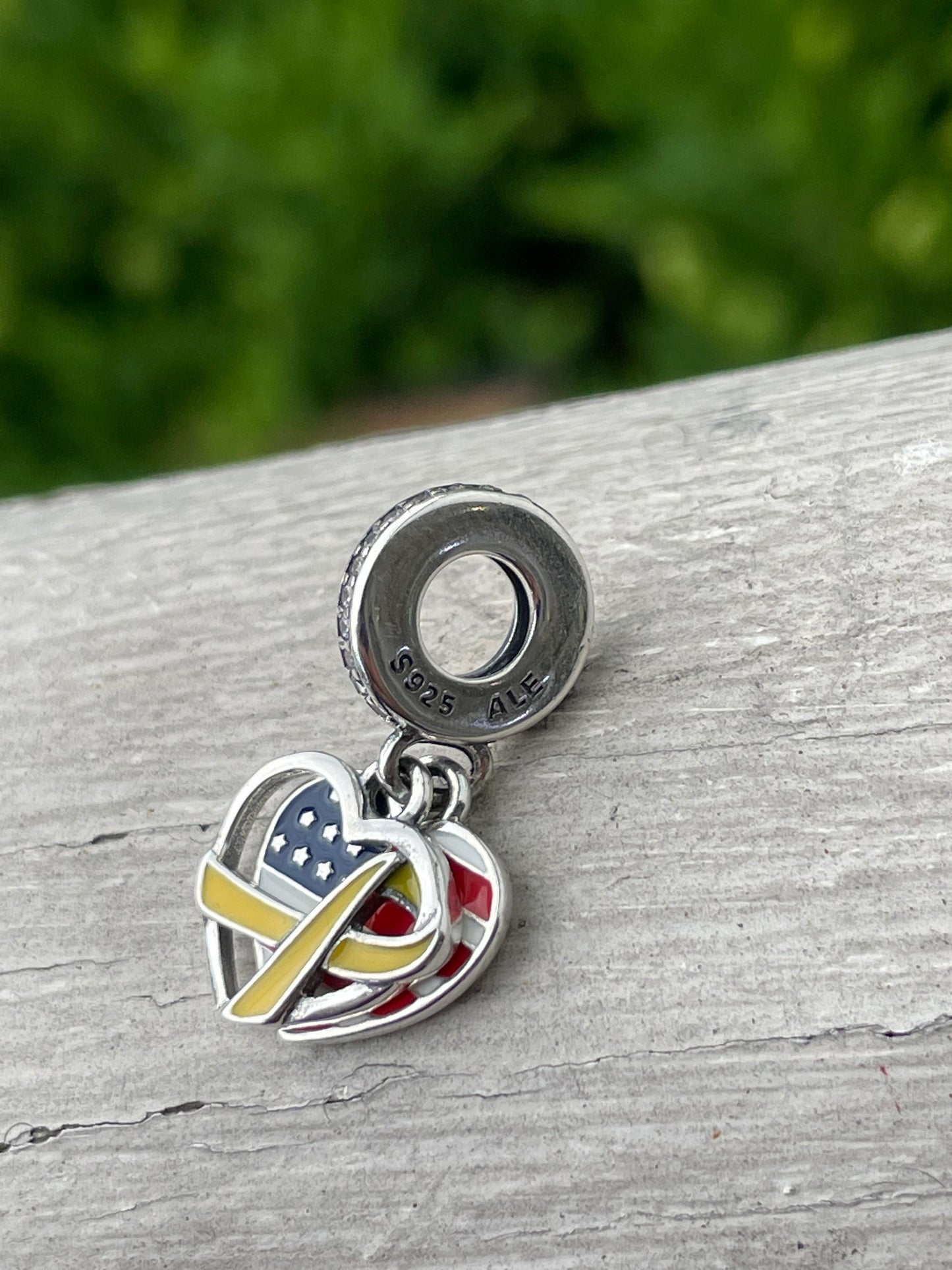 Pandora "Support Our Troops" USA flag Yellow Ribbon Charm
