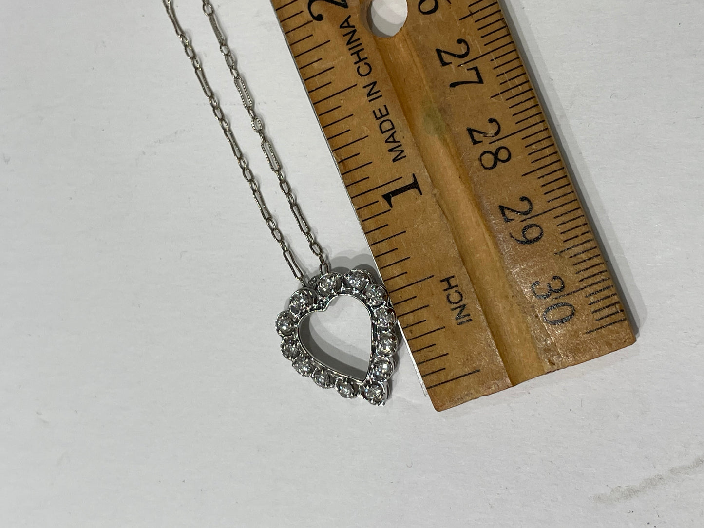 14k White Gold Antique Diamond Heart Necklace