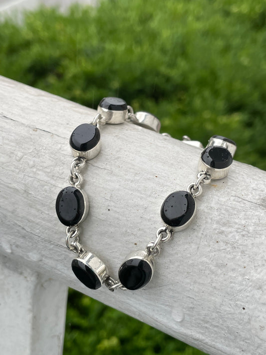 925 Sterling Silver Black Onyx Bracelet