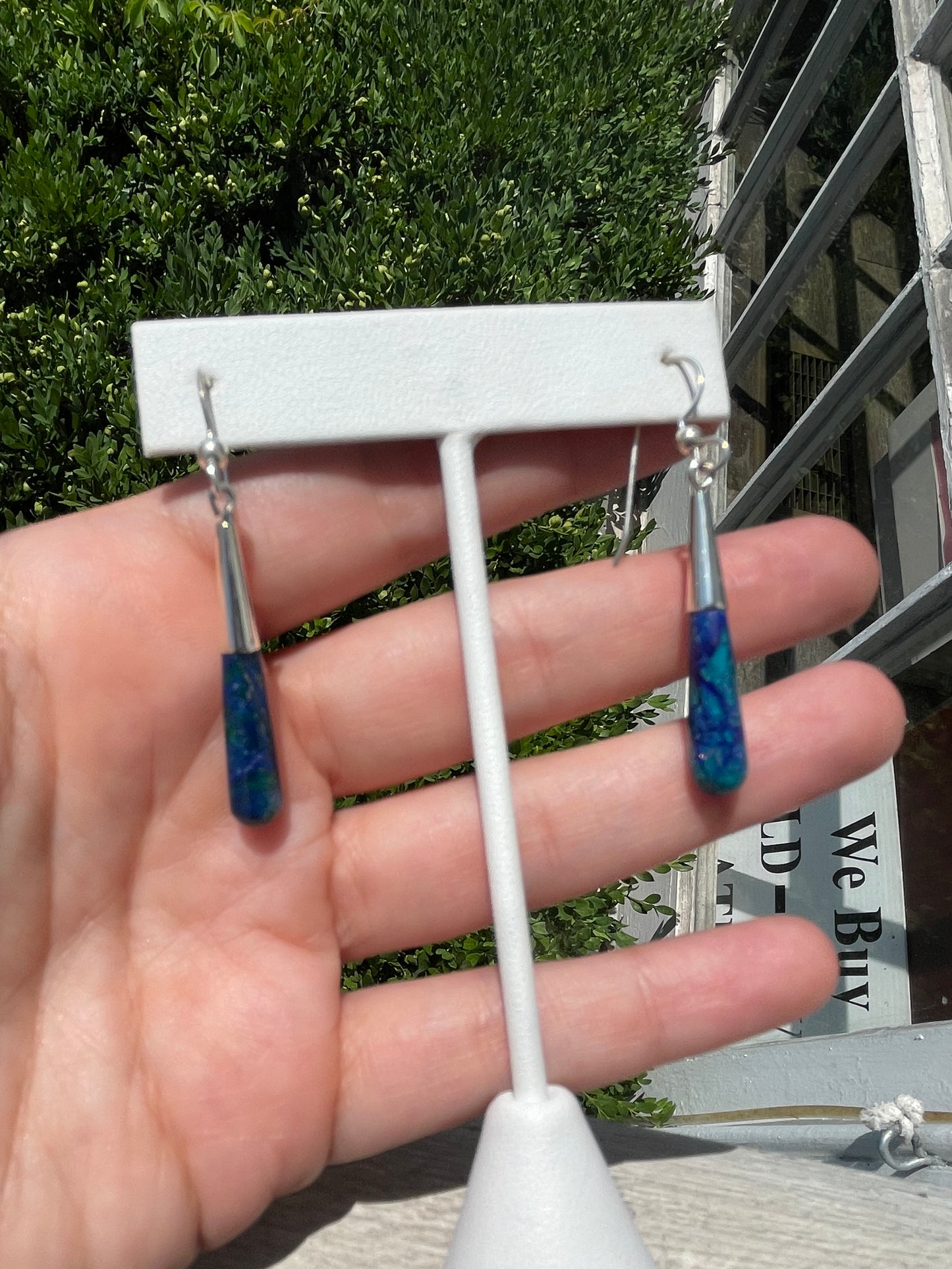 925 Sterling Silver Blue Lapis Lazuli Dangle Earrings