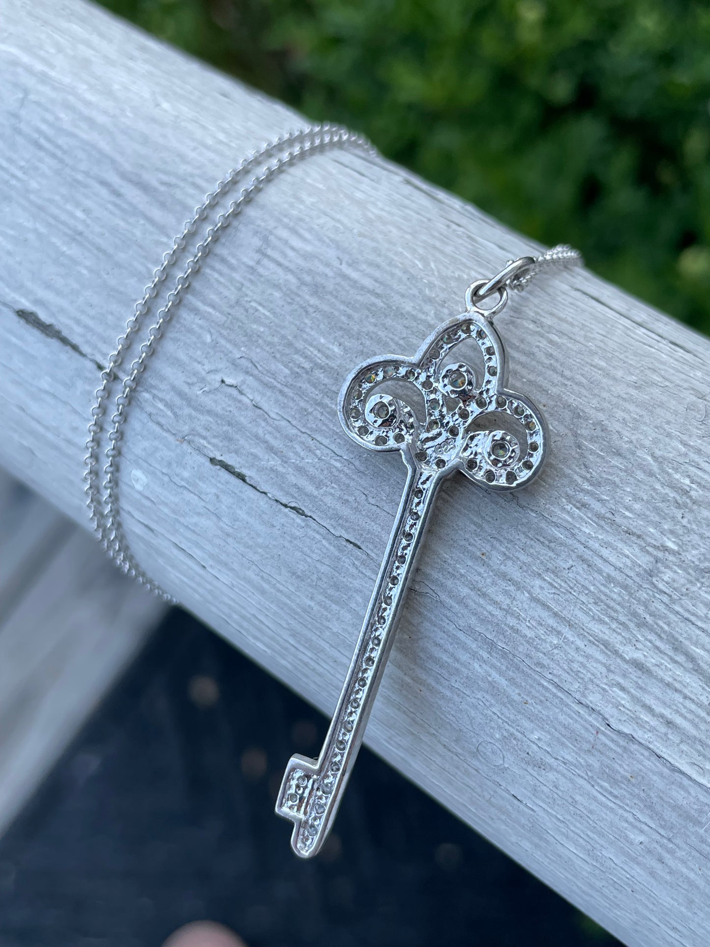 925 Sterling Silver Crown Key Necklace