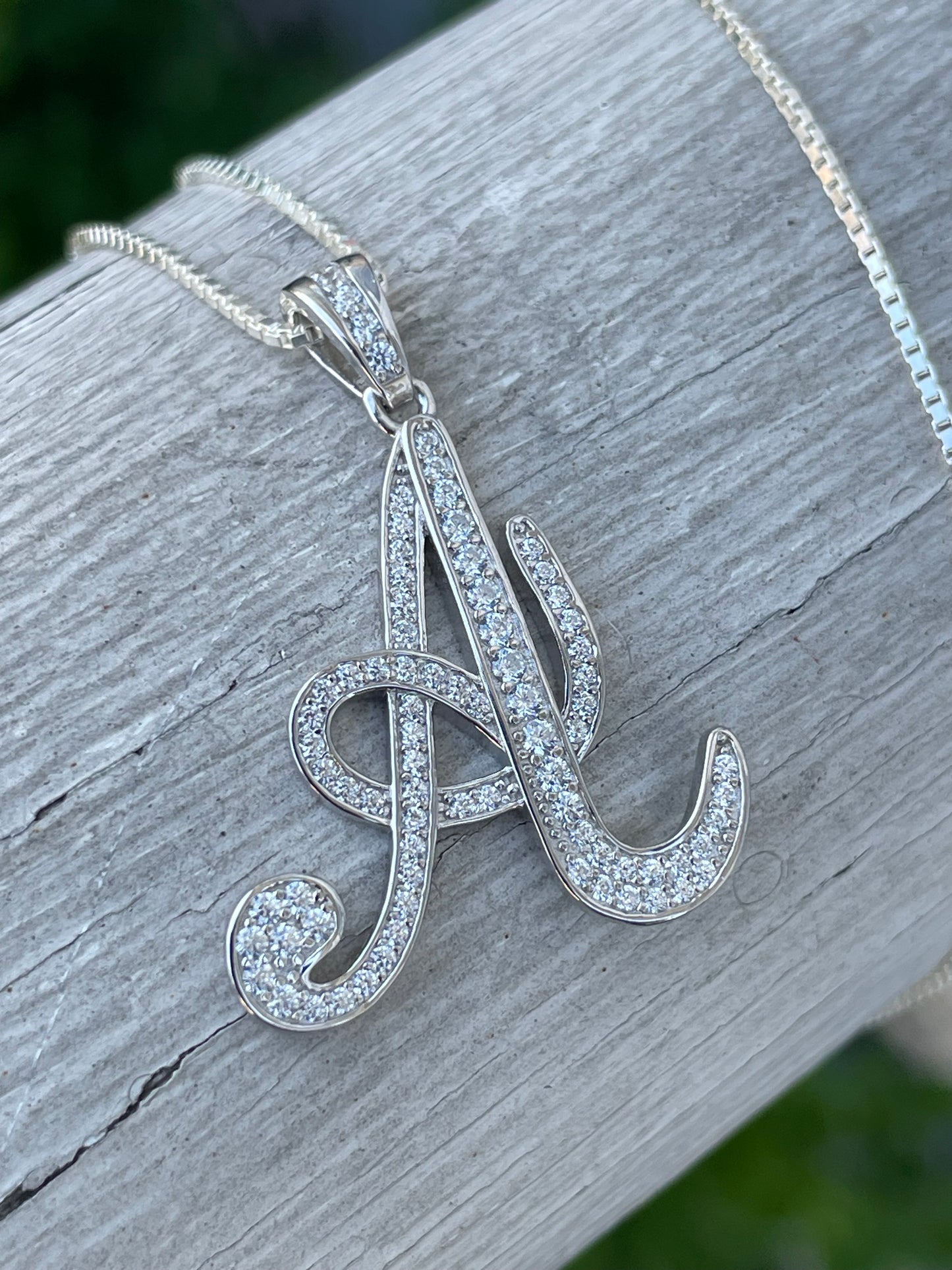 925 Sterling Silver Initial A Script Necklace