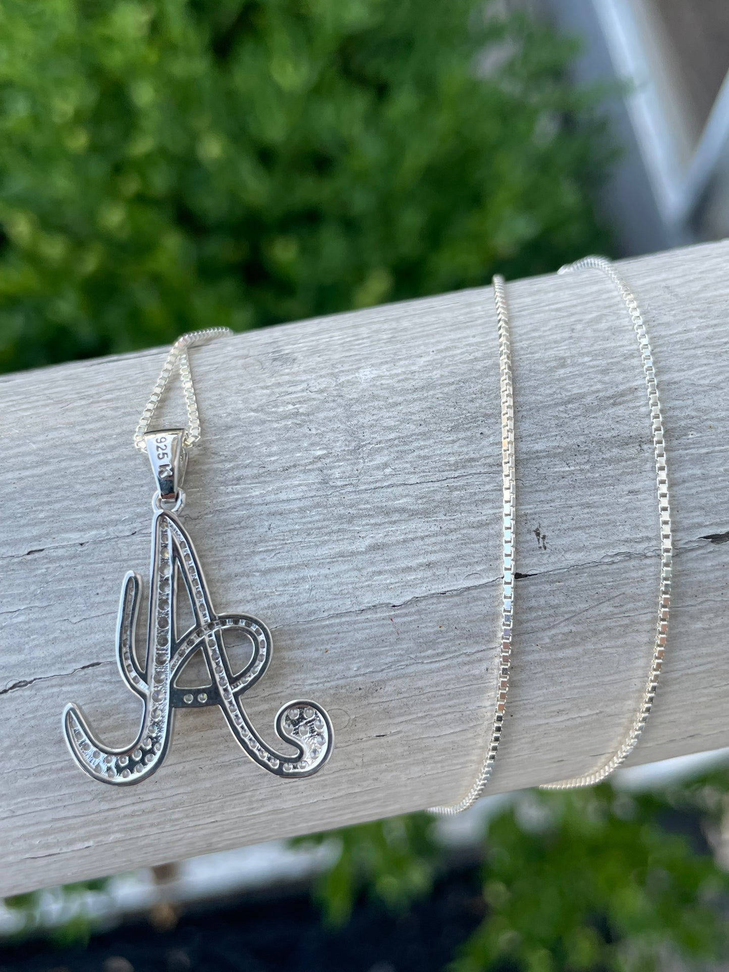 925 Sterling Silver Initial A Script Necklace