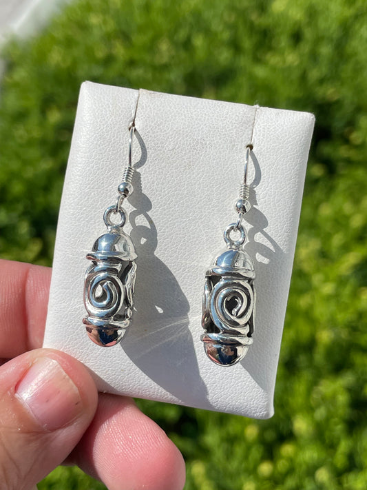 925 Sterling Silver Capsulated Bali Dangle Earrings