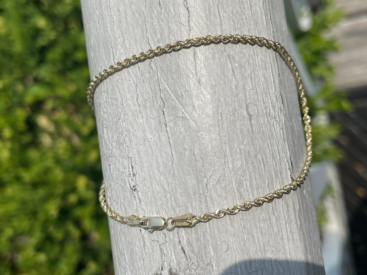 14K Gold Rope Anklet 9"