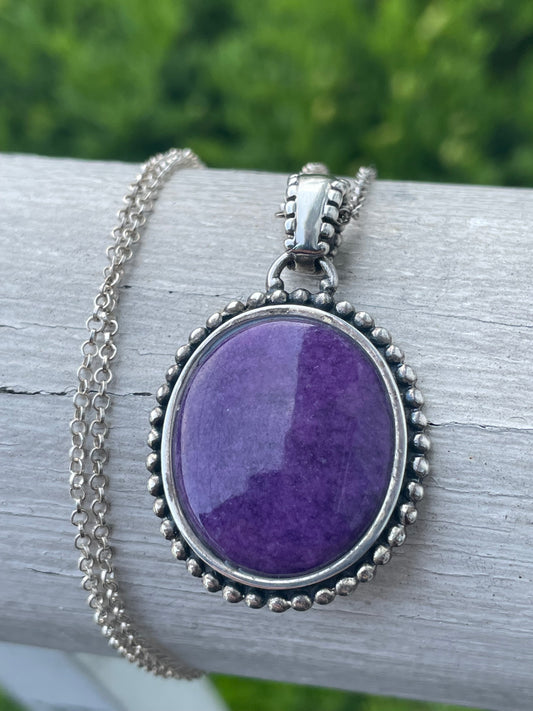 925 Sterling Silver Charoite Statement Necklace